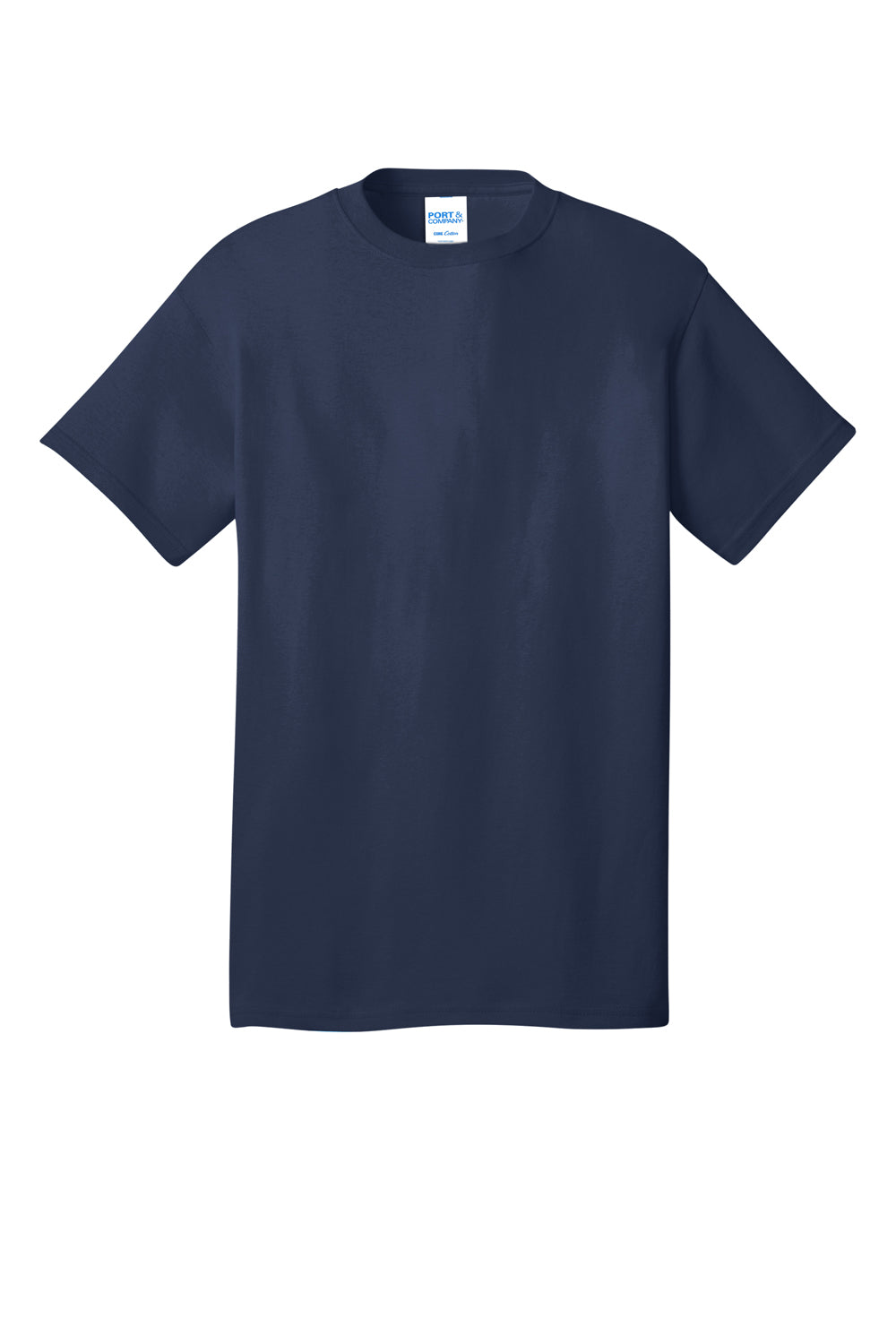 Port & Company PC54DTG Mens Core Cotton DTG Short Sleeve Crewneck T-Shirt Navy Blue Flat Front