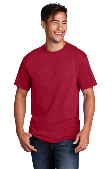 Port & Company PC54DTG Mens Core Cotton DTG Short Sleeve Crewneck T-Shirt Red Model Front