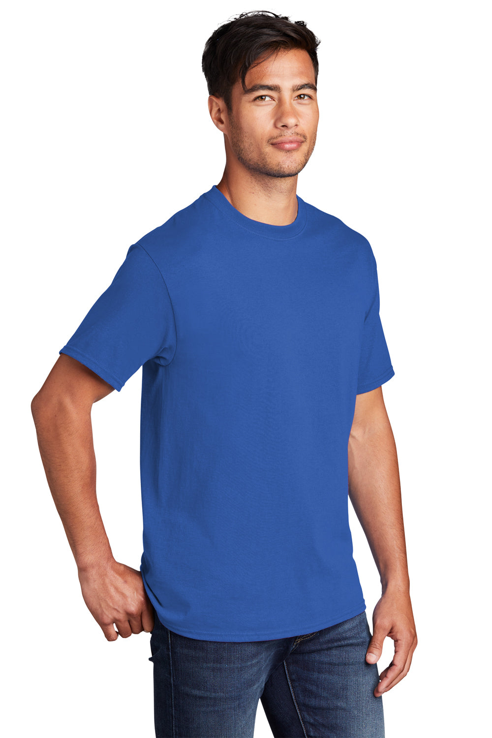 Port & Company PC54DTG Mens Core Cotton DTG Short Sleeve Crewneck T-Shirt Royal Blue Model 3q