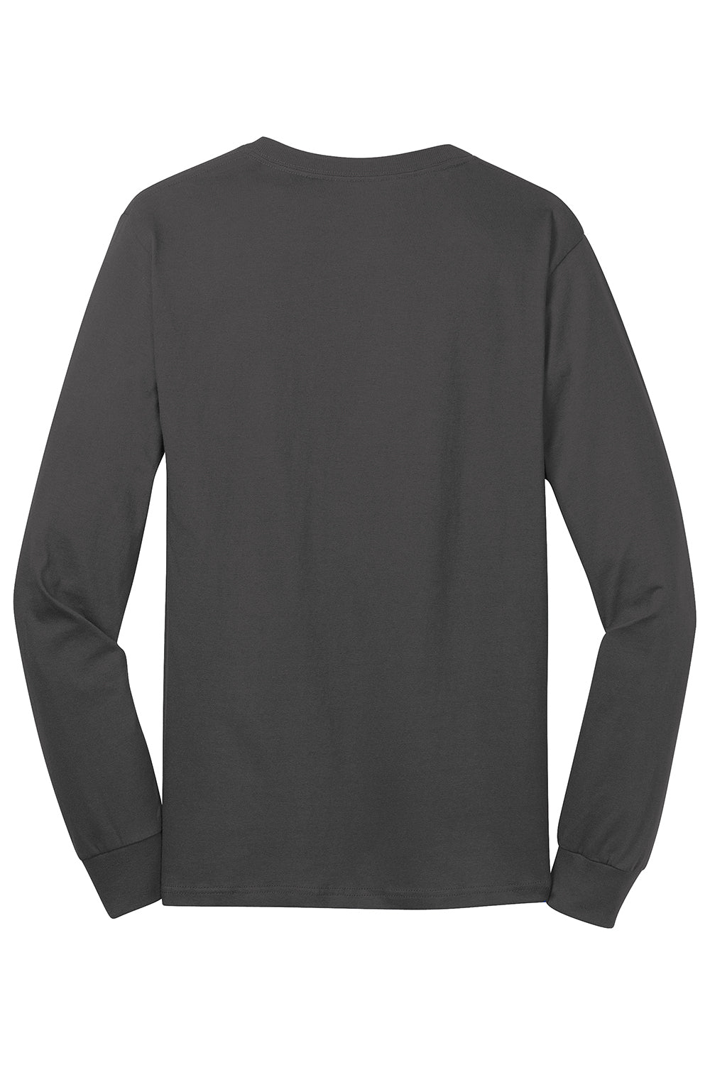 Port & Company PC54LS Mens Core Long Sleeve Crewneck T-Shirt Charcoal Grey Flat Back