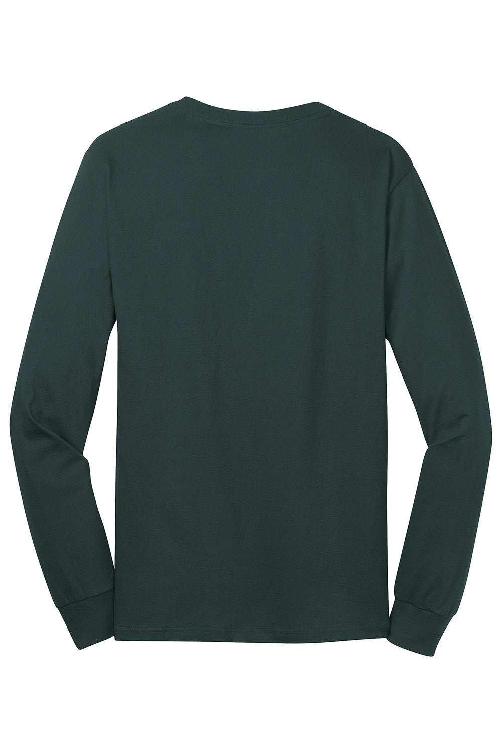 Port & Company PC54LS Mens Core Long Sleeve Crewneck T-Shirt Dark Green Flat Back