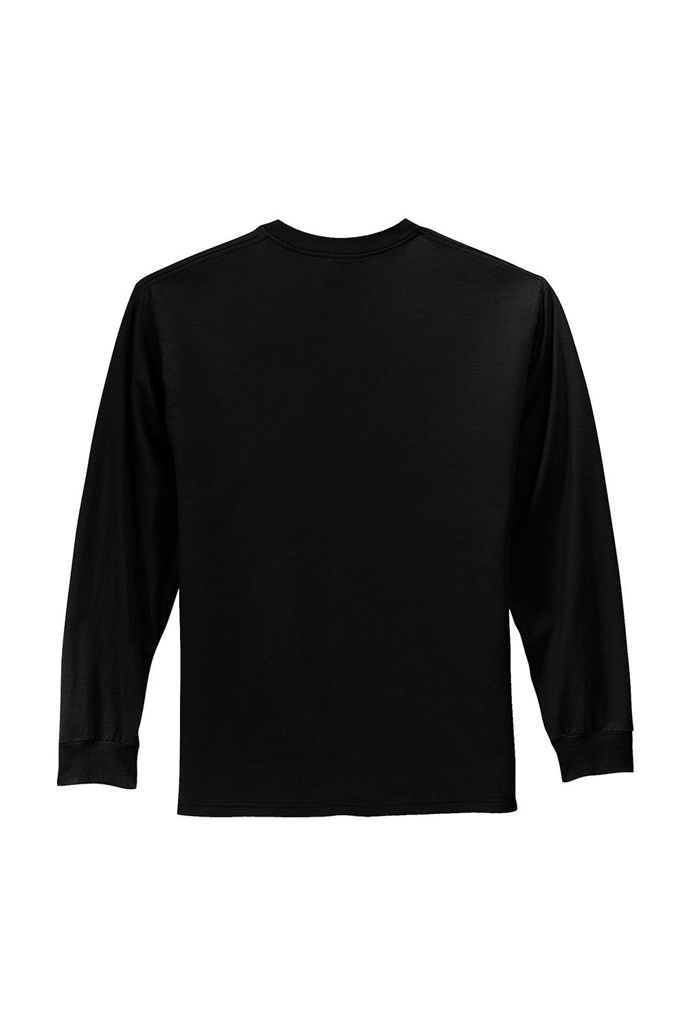 Port & Company PC54LS Mens Core Long Sleeve Crewneck T-Shirt Jet Black Flat Back