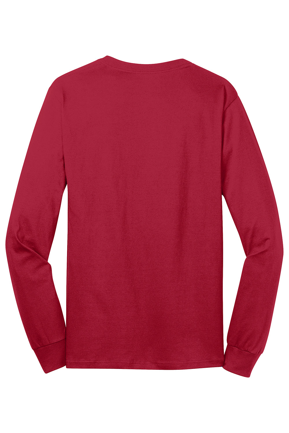 Port & Company PC54LS Mens Core Long Sleeve Crewneck T-Shirt Red Flat Back