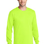 Port & Company Mens Core Long Sleeve Crewneck T-Shirt - Safety Green - NEW