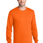 Port & Company Mens Core Long Sleeve Crewneck T-Shirt - Safety Orange - NEW