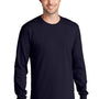 Port & Company Mens Core Long Sleeve Crewneck T-Shirt - True Navy Blue - NEW