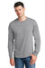 Port & Company PC54LS Mens Core Long Sleeve Crewneck T-Shirt Heather Grey Model Front