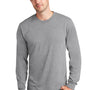 Port & Company Mens Core Long Sleeve Crewneck T-Shirt - Heather Grey