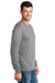 Port & Company PC54LS Mens Core Long Sleeve Crewneck T-Shirt Heather Grey Model Side