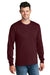 Port & Company PC54LS Mens Core Long Sleeve Crewneck T-Shirt Athletic Maroon Model Front