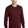 Port & Company Mens Core Long Sleeve Crewneck T-Shirt - Athletic Maroon