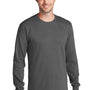 Port & Company Mens Core Long Sleeve Crewneck T-Shirt - Charcoal Grey