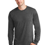 Port & Company Mens Core Long Sleeve Crewneck T-Shirt - Heather Dark Grey