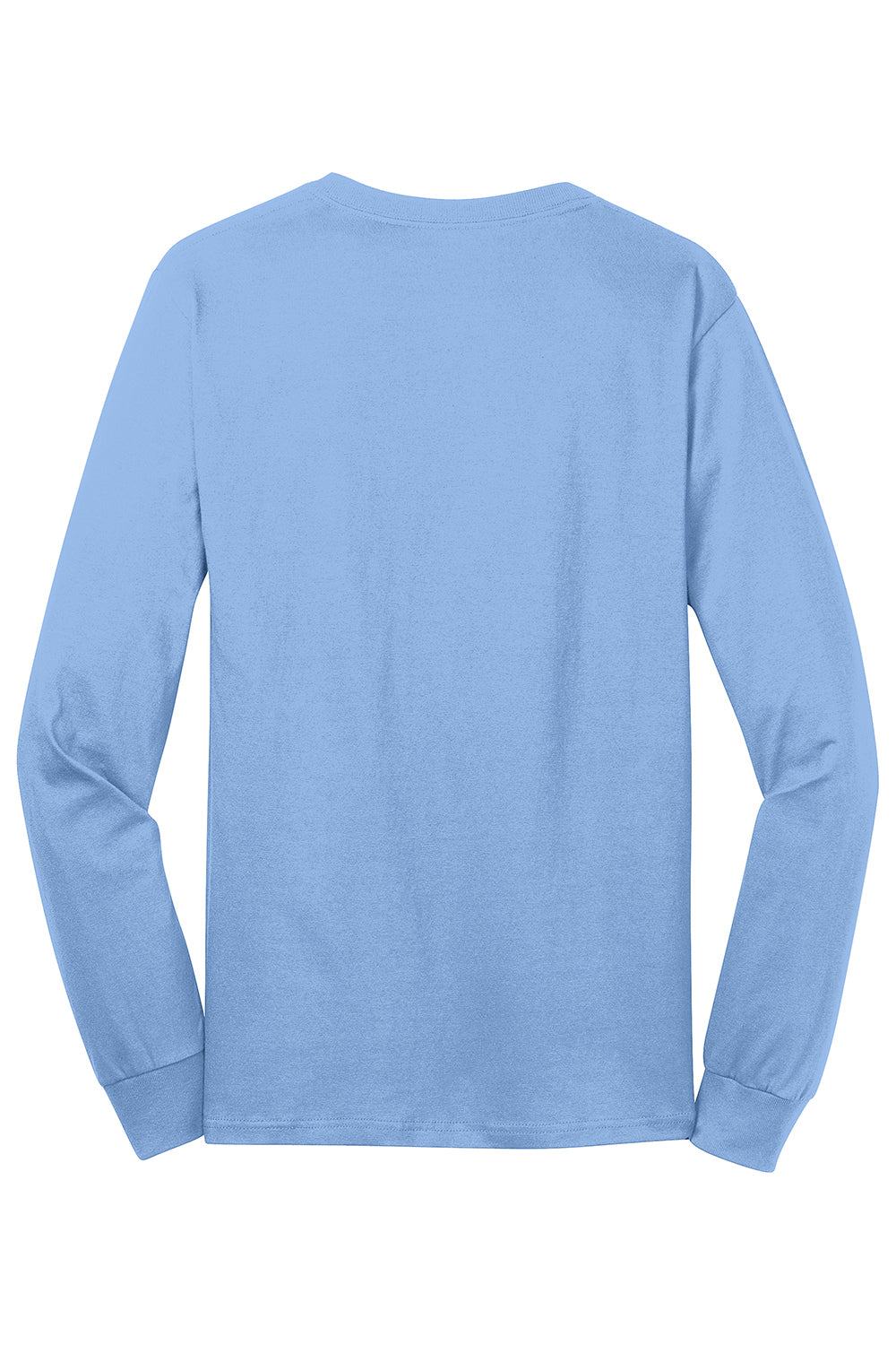 Port & Company PC54LS Mens Core Long Sleeve Crewneck T-Shirt Light Blue Flat Back