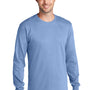 Port & Company Mens Core Long Sleeve Crewneck T-Shirt - Light Blue