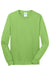 Port & Company PC54LS Mens Core Long Sleeve Crewneck T-Shirt Lime Green Flat Front