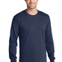 Port & Company Mens Core Long Sleeve Crewneck T-Shirt - Navy Blue