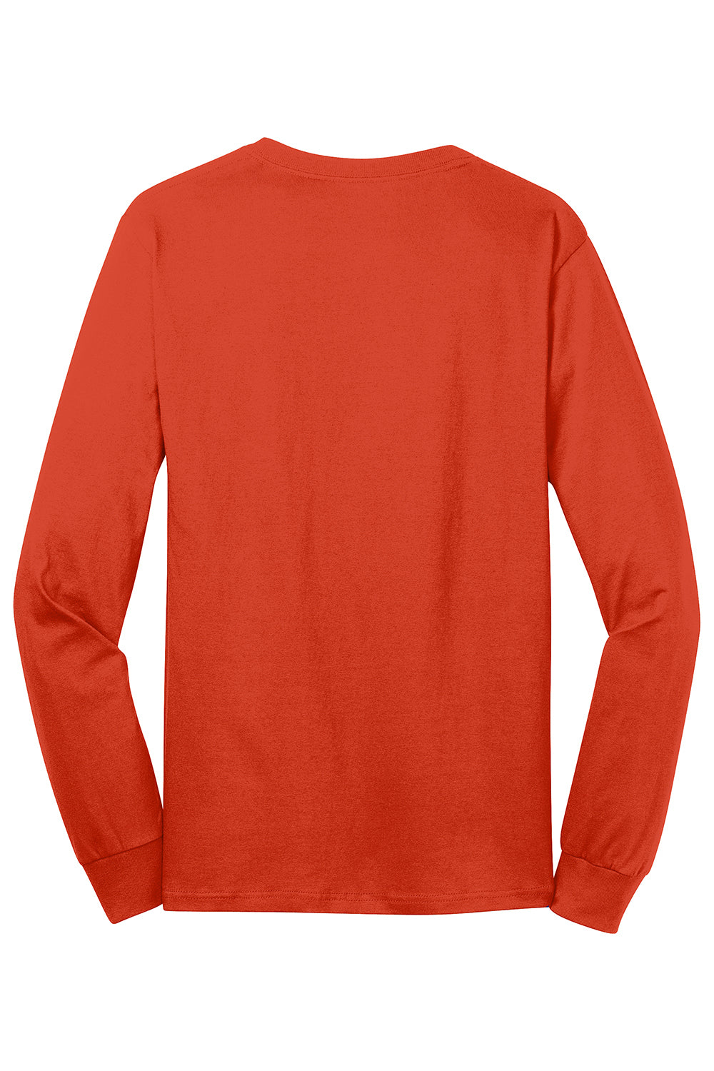 Port & Company PC54LS Mens Core Long Sleeve Crewneck T-Shirt Orange Flat Back