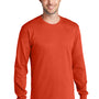 Port & Company Mens Core Long Sleeve Crewneck T-Shirt - Orange