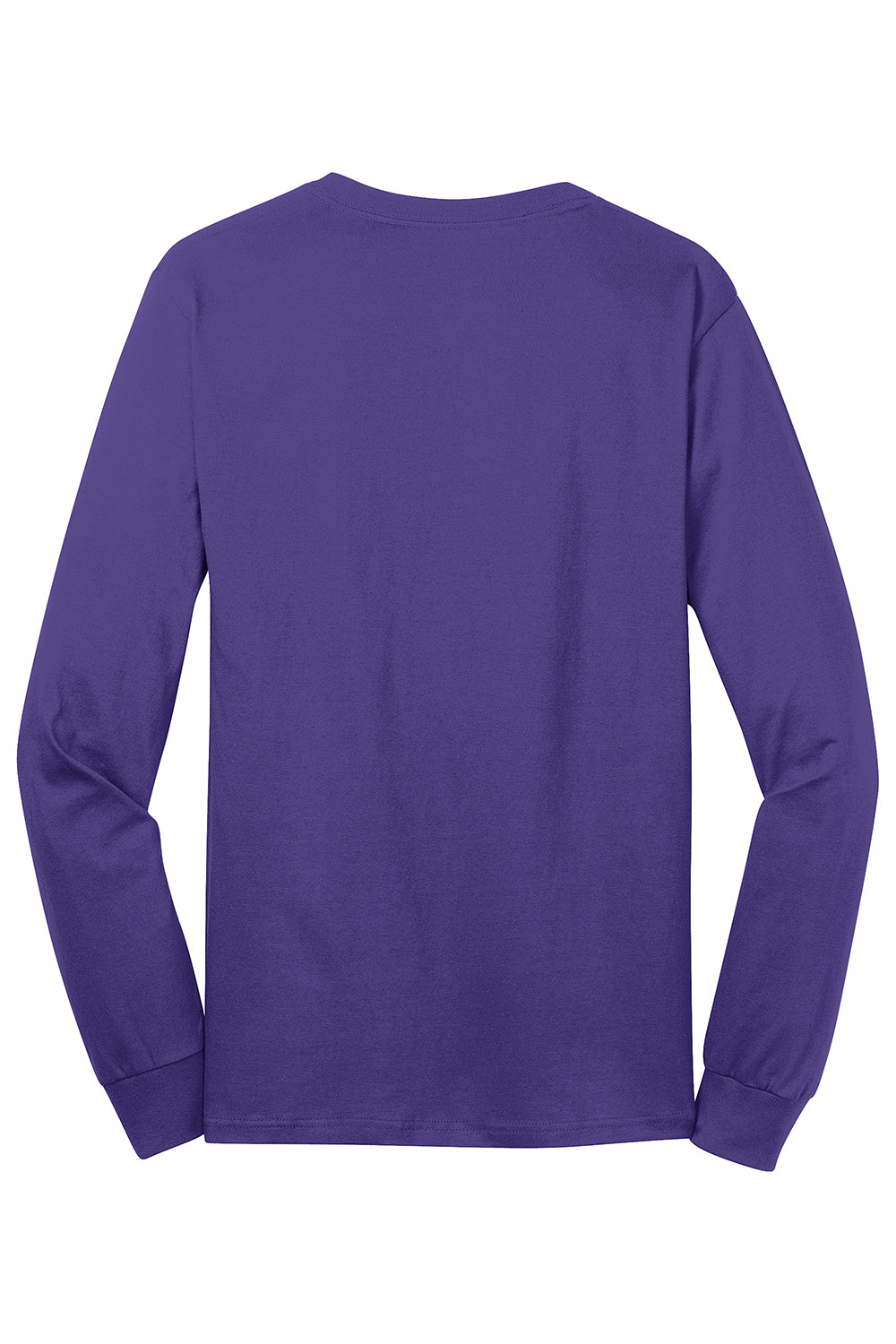 Port & Company PC54LS Mens Core Long Sleeve Crewneck T-Shirt Purple Flat Back