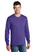 Port & Company PC54LS Mens Core Long Sleeve Crewneck T-Shirt Purple Model Front