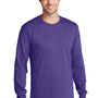 Port & Company Mens Core Long Sleeve Crewneck T-Shirt - Purple