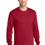 Port & Company Mens Core Long Sleeve Crewneck T-Shirt - Red