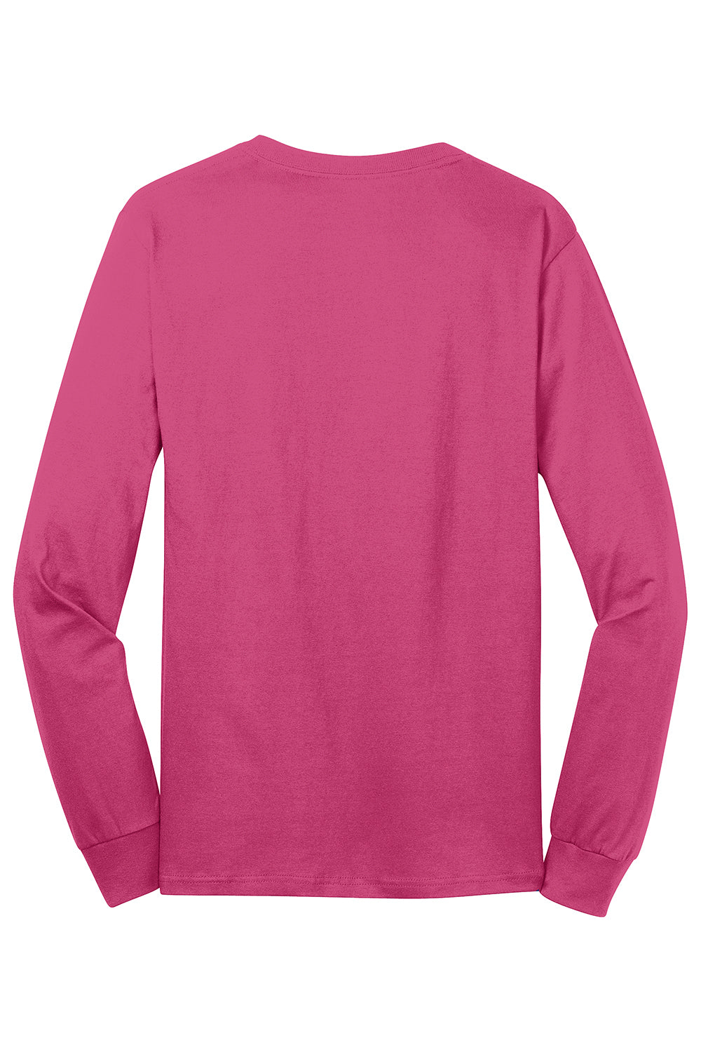 Port & Company PC54LS Mens Core Long Sleeve Crewneck T-Shirt Sangria Pink Flat Back