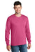 Port & Company PC54LS Mens Core Long Sleeve Crewneck T-Shirt Sangria Pink Model Front