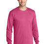 Port & Company Mens Core Long Sleeve Crewneck T-Shirt - Sangria Pink