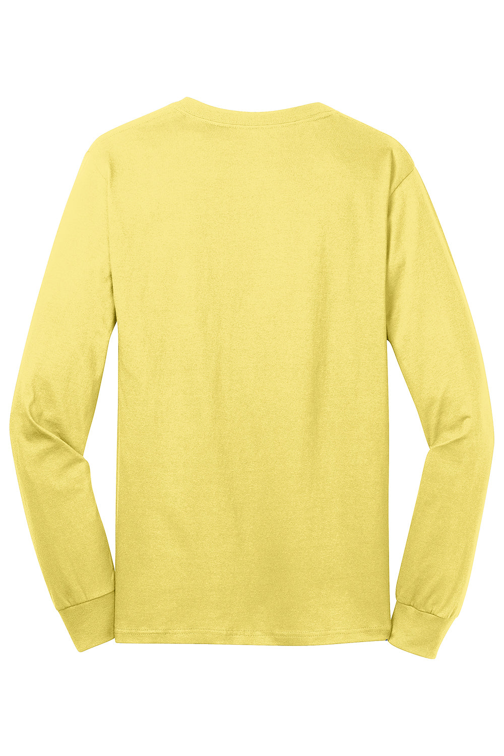 Port & Company PC54LS Mens Core Long Sleeve Crewneck T-Shirt Yellow Flat Back