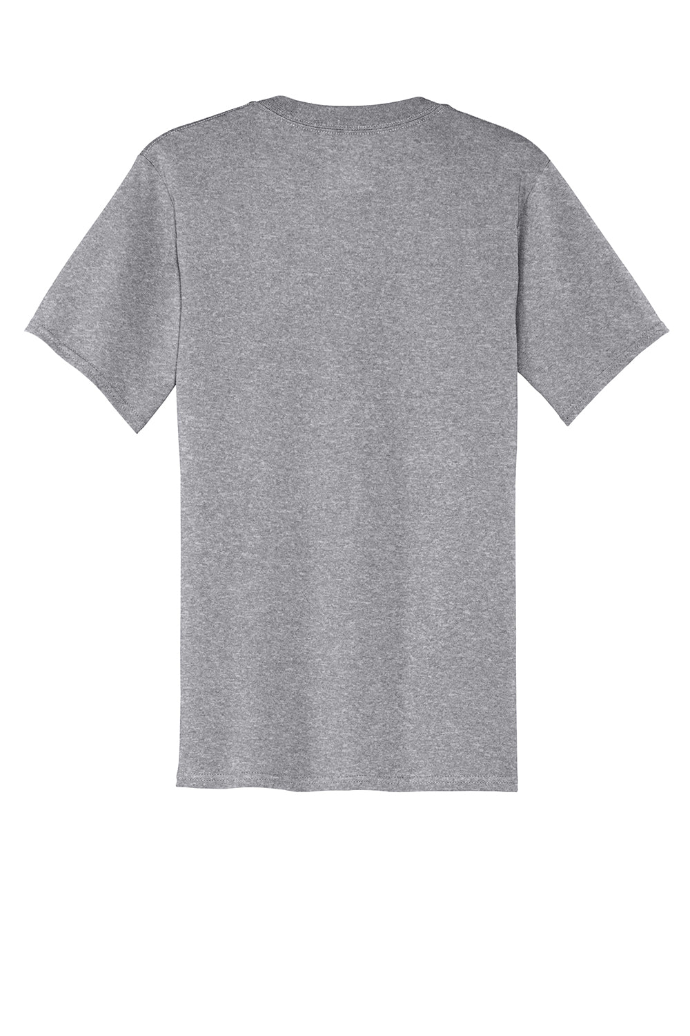 Port & Company PC54P Mens Core Short Sleeve Crewneck T-Shirt w/ Pocket Heather Grey Flat Back