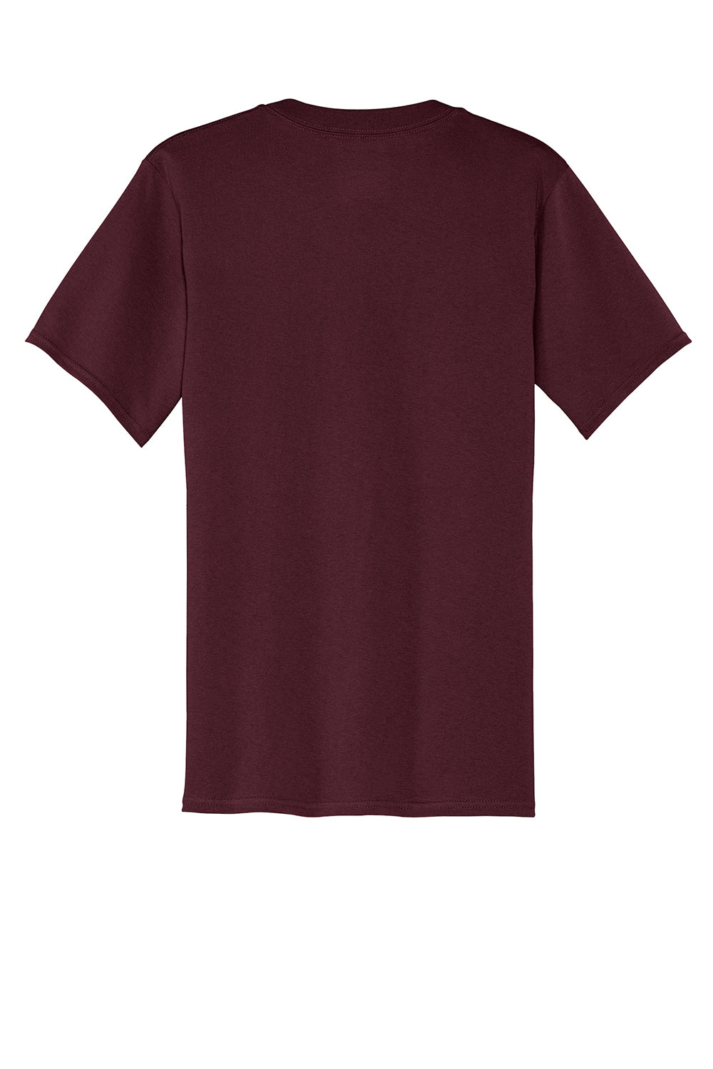 Port & Company PC54P Mens Core Short Sleeve Crewneck T-Shirt w/ Pocket Athletic Maroon Flat Back