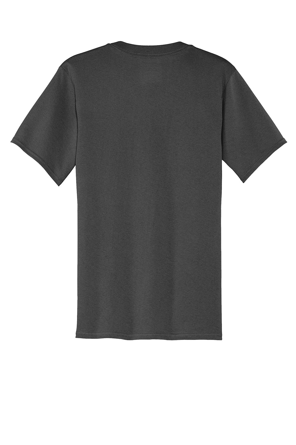 Port & Company PC54P Mens Core Short Sleeve Crewneck T-Shirt w/ Pocket Charcoal Grey Flat Back