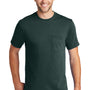 Port & Company Mens Core Short Sleeve Crewneck T-Shirt w/ Pocket - Dark Green