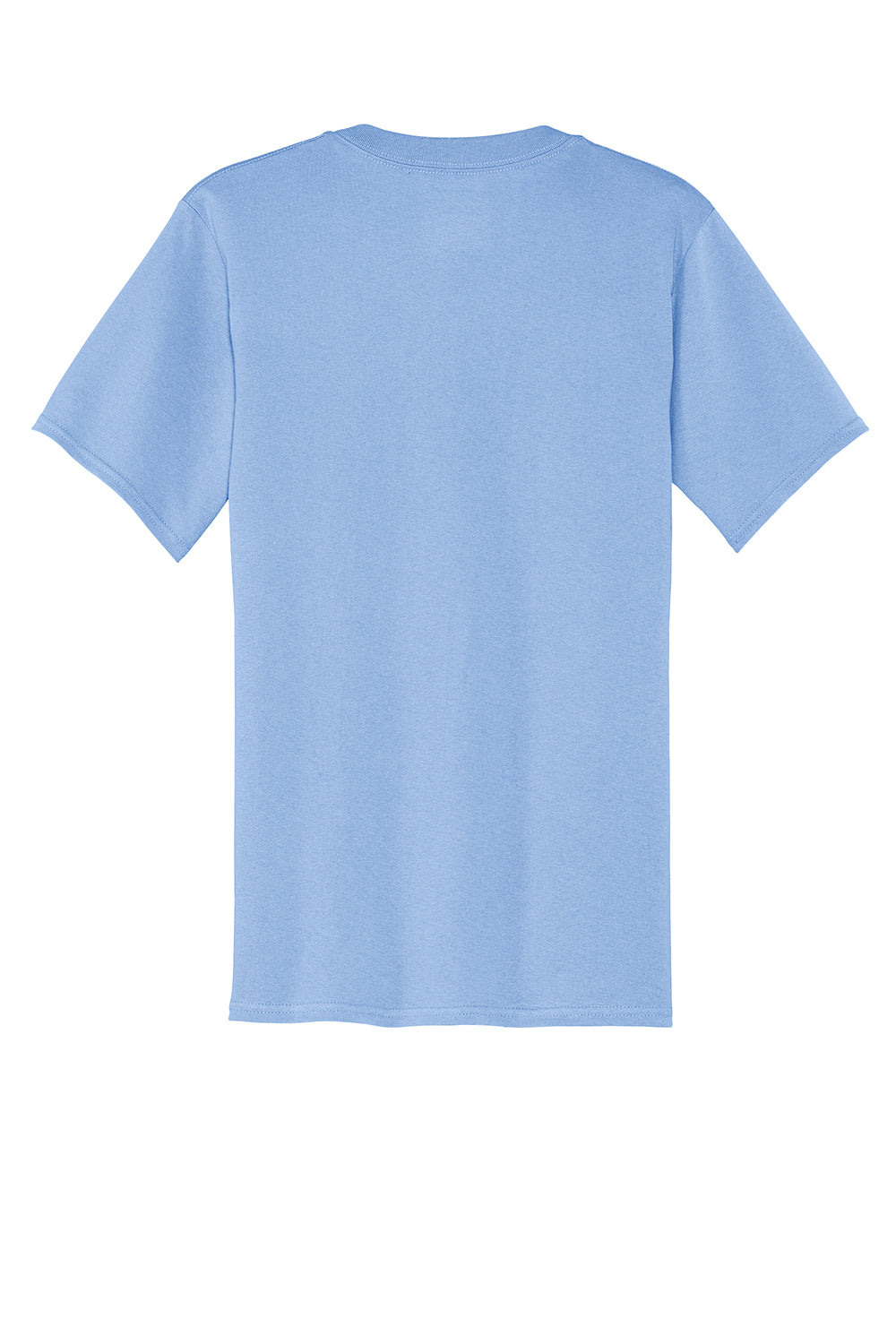 Port & Company PC54P Mens Core Short Sleeve Crewneck T-Shirt w/ Pocket Light Blue Flat Back