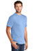 Port & Company PC54P Mens Core Short Sleeve Crewneck T-Shirt w/ Pocket Light Blue Model 3q