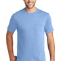 Port & Company Mens Core Short Sleeve Crewneck T-Shirt w/ Pocket - Light Blue