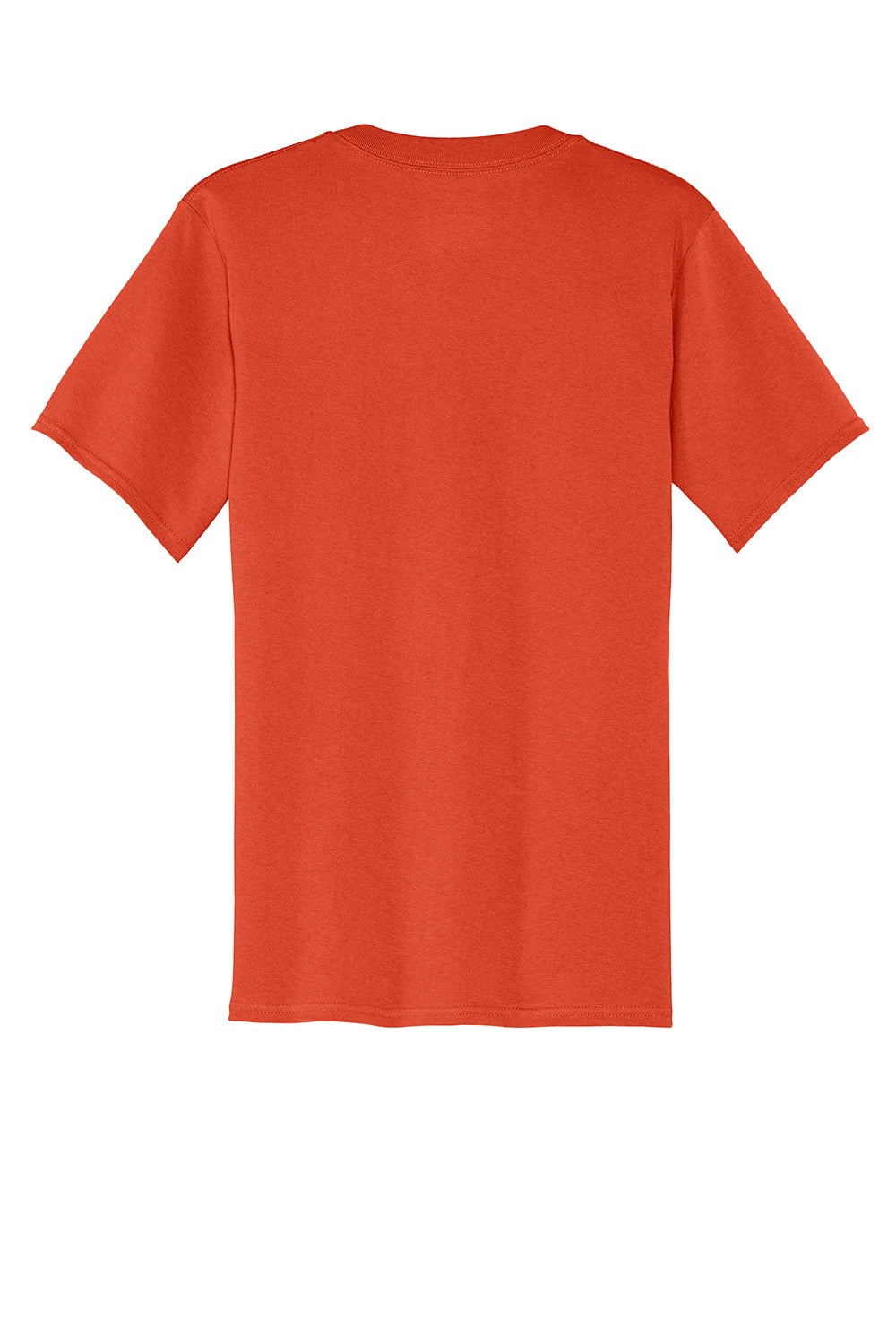 Port & Company PC54P Mens Core Short Sleeve Crewneck T-Shirt w/ Pocket Orange Flat Back