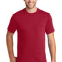 Port & Company Mens Core Short Sleeve Crewneck T-Shirt w/ Pocket - Red