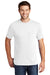 Port & Company PC54P Mens Core Short Sleeve Crewneck T-Shirt w/ Pocket White Model Front