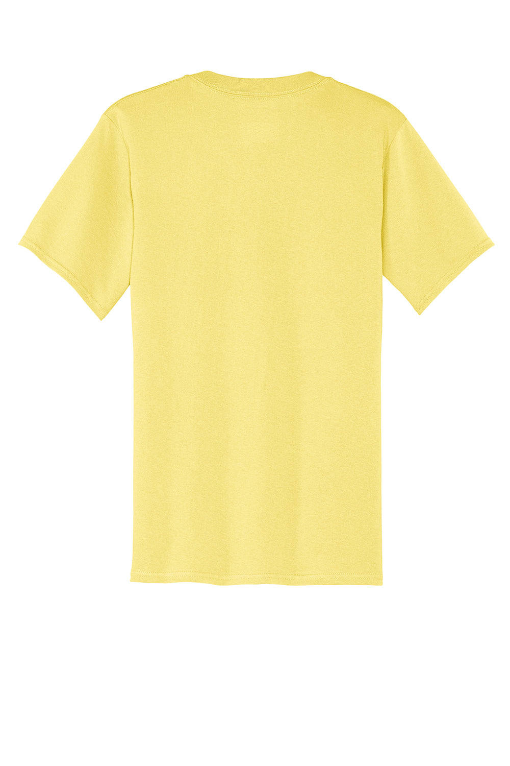 Port & Company PC54P Mens Core Short Sleeve Crewneck T-Shirt w/ Pocket Yellow Flat Back