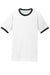 Port & Company PC54R Mens Core Ringer Short Sleeve Crewneck T-Shirt White/Jet Black Flat Front