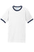 Port & Company PC54R Mens Core Ringer Short Sleeve Crewneck T-Shirt White/Navy Blue Flat Front