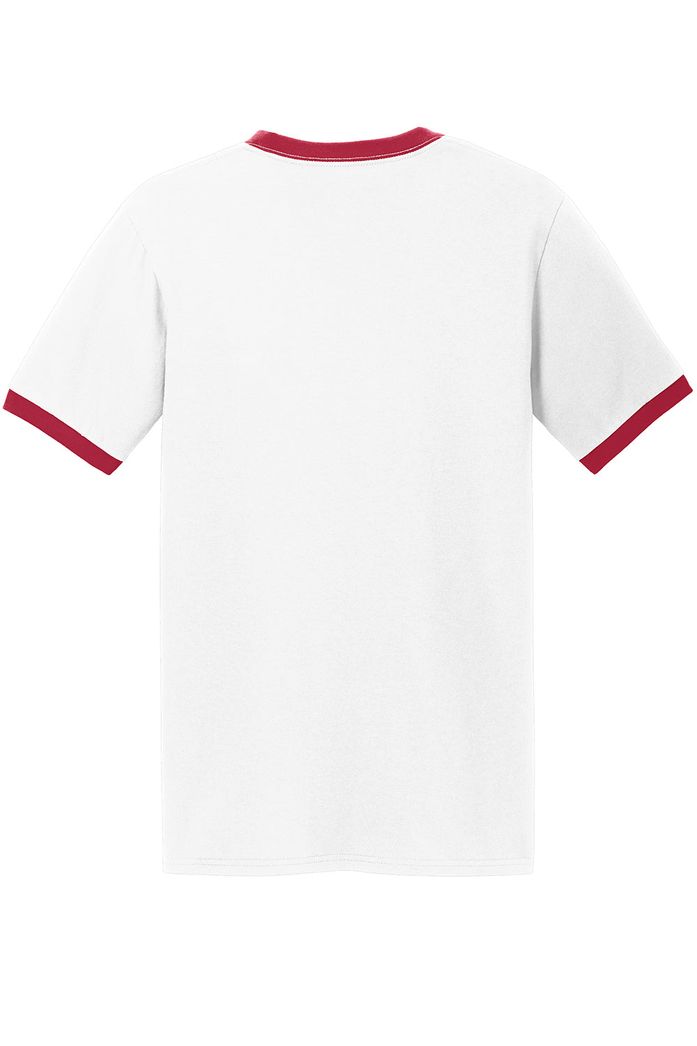 Port & Company PC54R Mens Core Ringer Short Sleeve Crewneck T-Shirt White/Red Flat Back