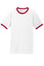 Port & Company PC54R Mens Core Ringer Short Sleeve Crewneck T-Shirt White/Red Flat Front