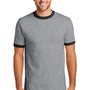 Port & Company Mens Core Ringer Short Sleeve Crewneck T-Shirt - Heather Grey/Jet Black