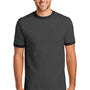 Port & Company Mens Core Ringer Short Sleeve Crewneck T-Shirt - Heather Dark Grey/Jet Black