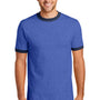 Port & Company Mens Core Ringer Short Sleeve Crewneck T-Shirt - Heather Royal Blue/Navy Blue