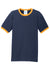 Port & Company PC54R Mens Core Ringer Short Sleeve Crewneck T-Shirt Navy Blue/Gold Flat Front